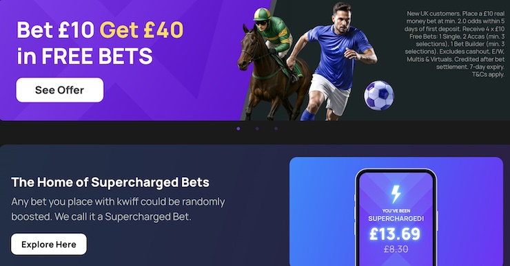 Kwiff is a UK betting site known for giving odds boosts.
